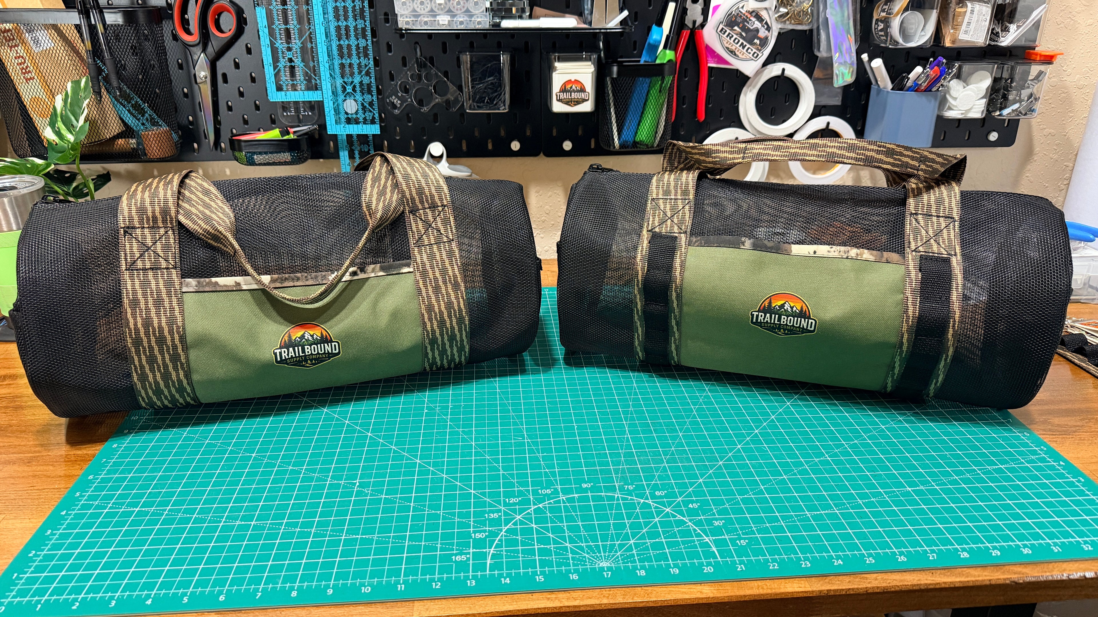 TrailBound Heavy Duty Mesh Utility Duffel | Black & Camo Edition