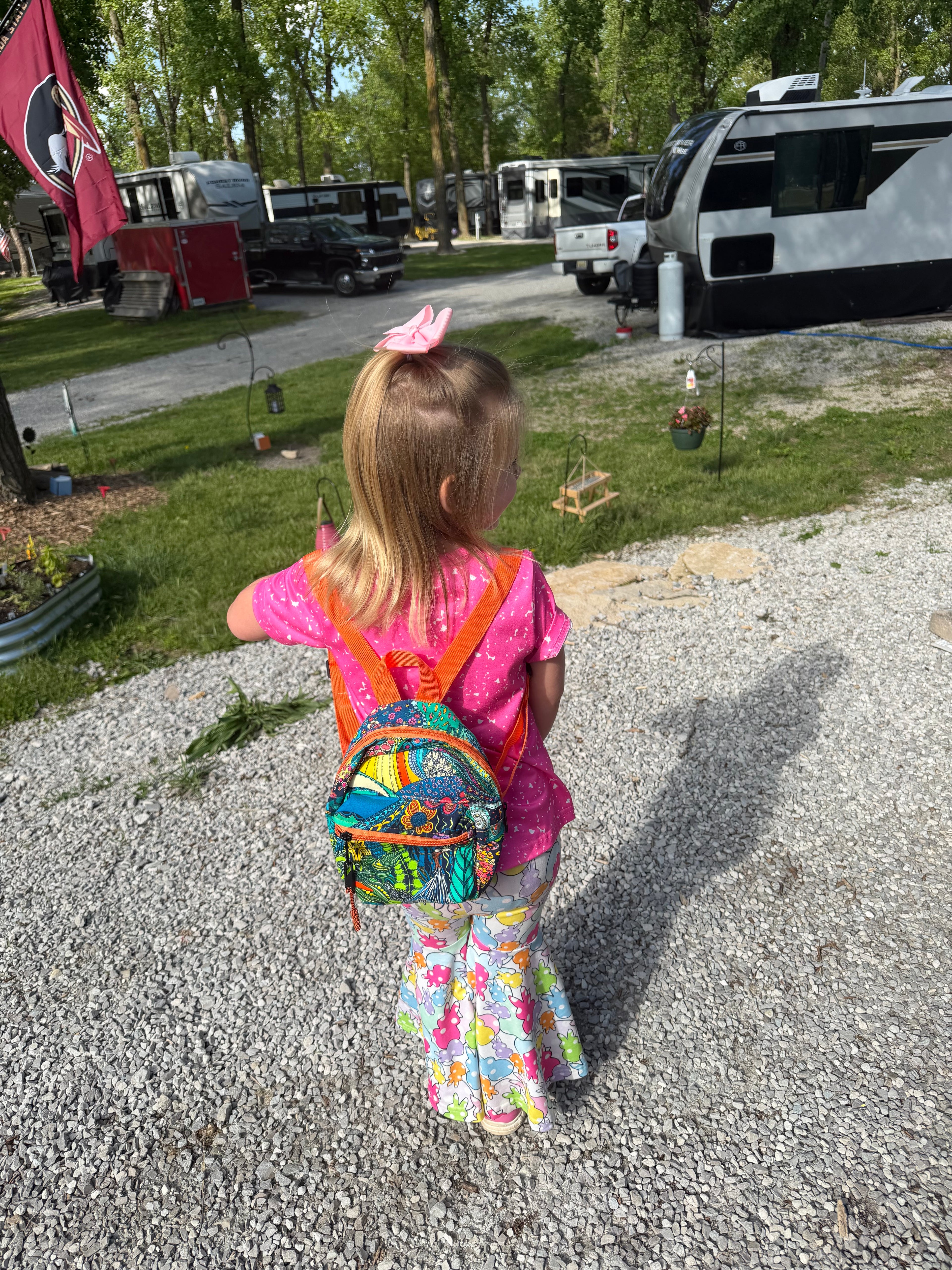 Handmade Mini Backpack – 70s Groovy Print | Compact Everyday Backpack