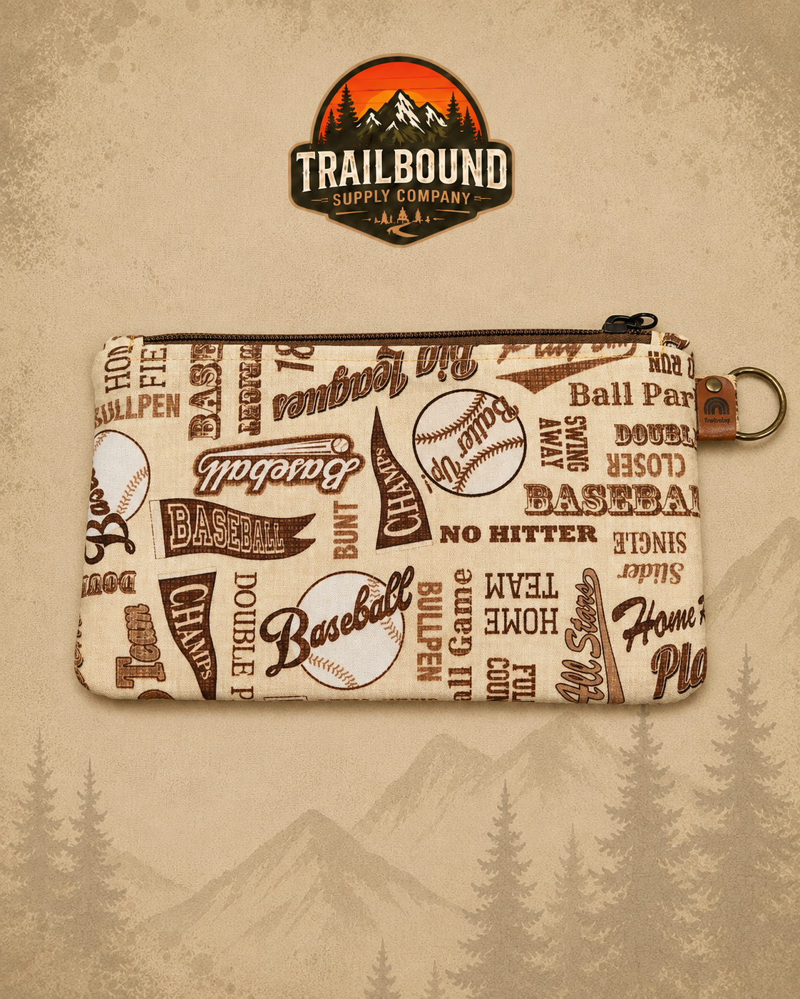 Handmade Baseball Print Wristlet – Phone & Card Wristlet Purse | Removable Strap