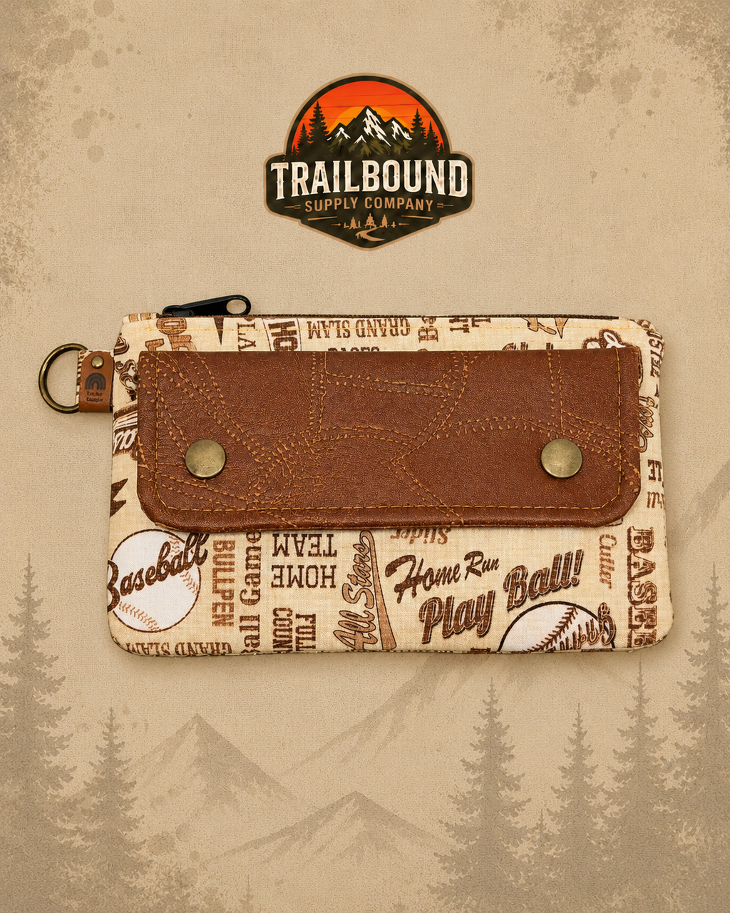 Handmade Baseball Print Wristlet – Phone & Card Wristlet Purse | Removable Strap