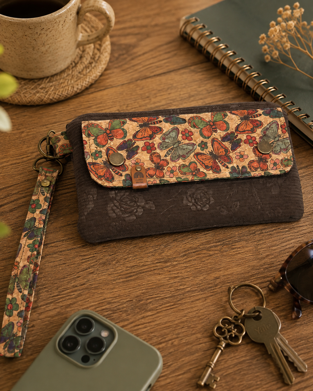 Handmade Butterfly Wrist Wallet – Zippered Running Wallet | Phone & Card Holder
