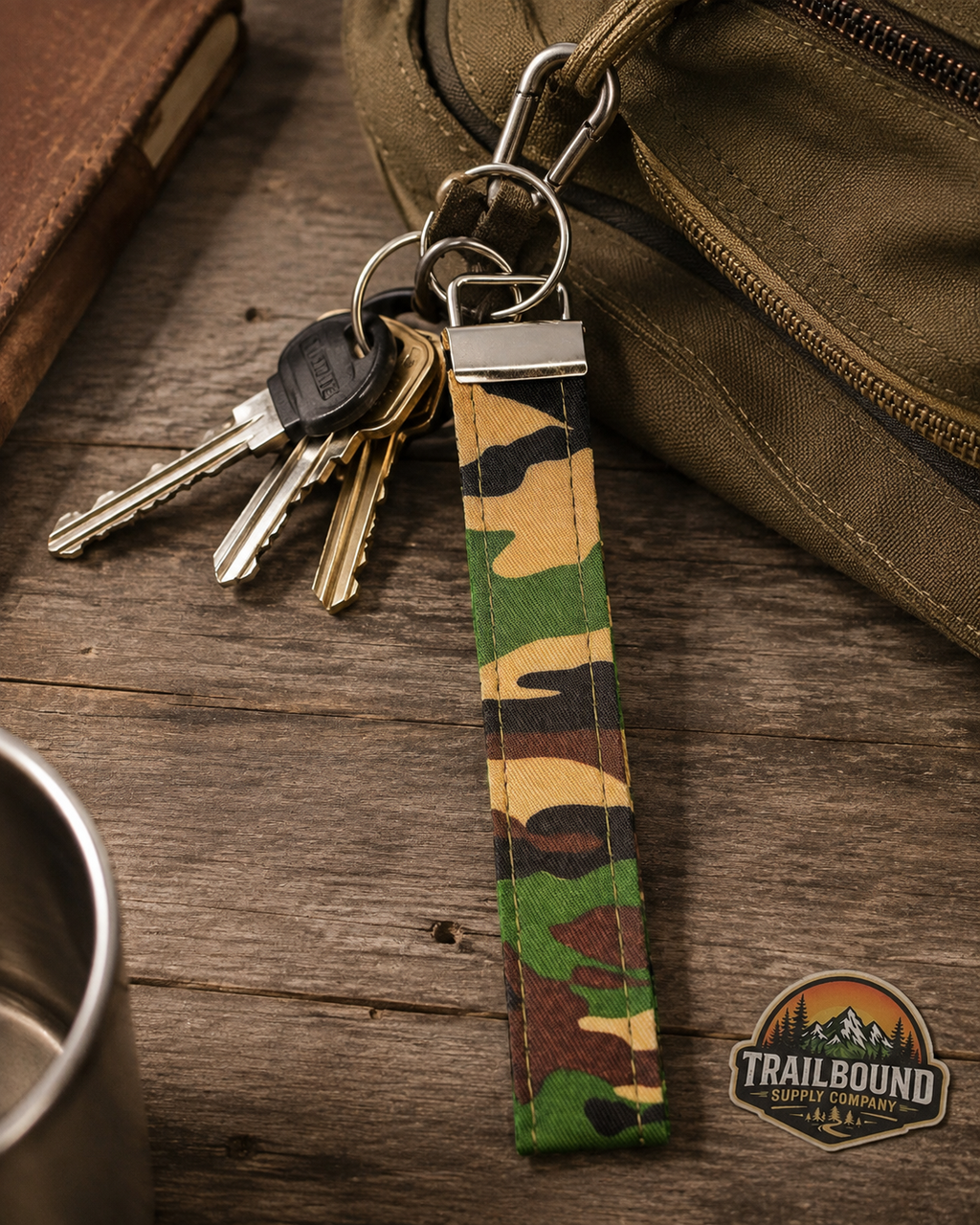 Handmade Camo Print Keychain – Wristlet Keychain | Fabric Key Fob