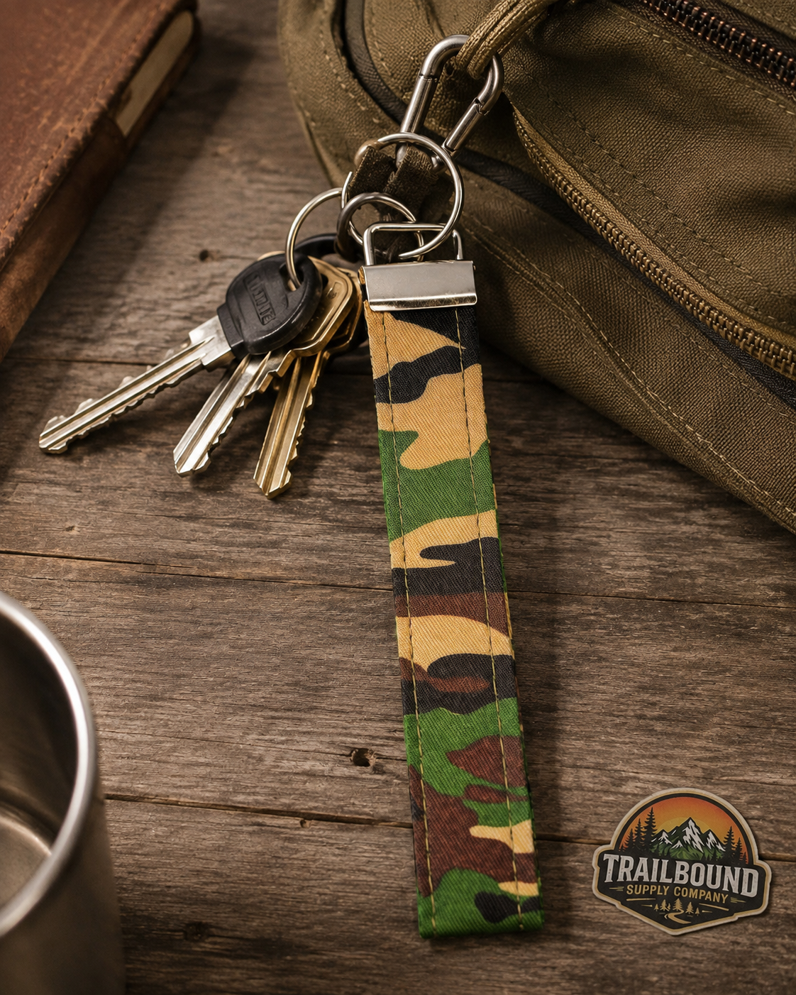Handmade Camo Print Keychain – Wristlet Keychain | Fabric Key Fob