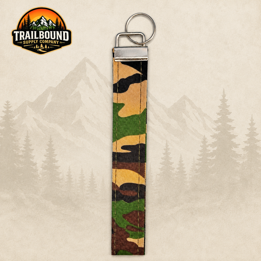 Handmade Camo Print Keychain – Wristlet Keychain | Fabric Key Fob
