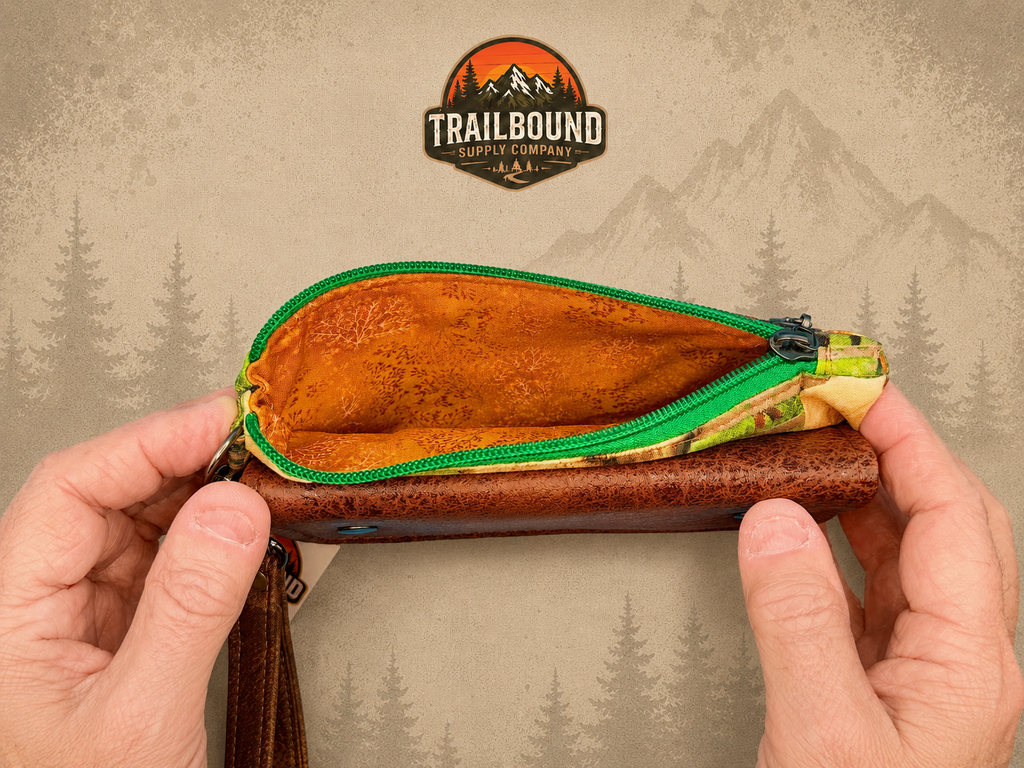 Handmade Highland Cow Wrist Wallet – Zippered Running Wallet | Phone & Card Holder