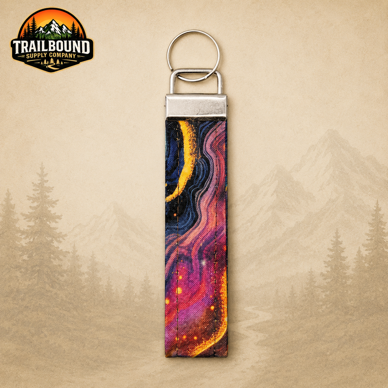 Handmade Galaxy Print Keychain – Wristlet Keychain | Fabric Key Fob