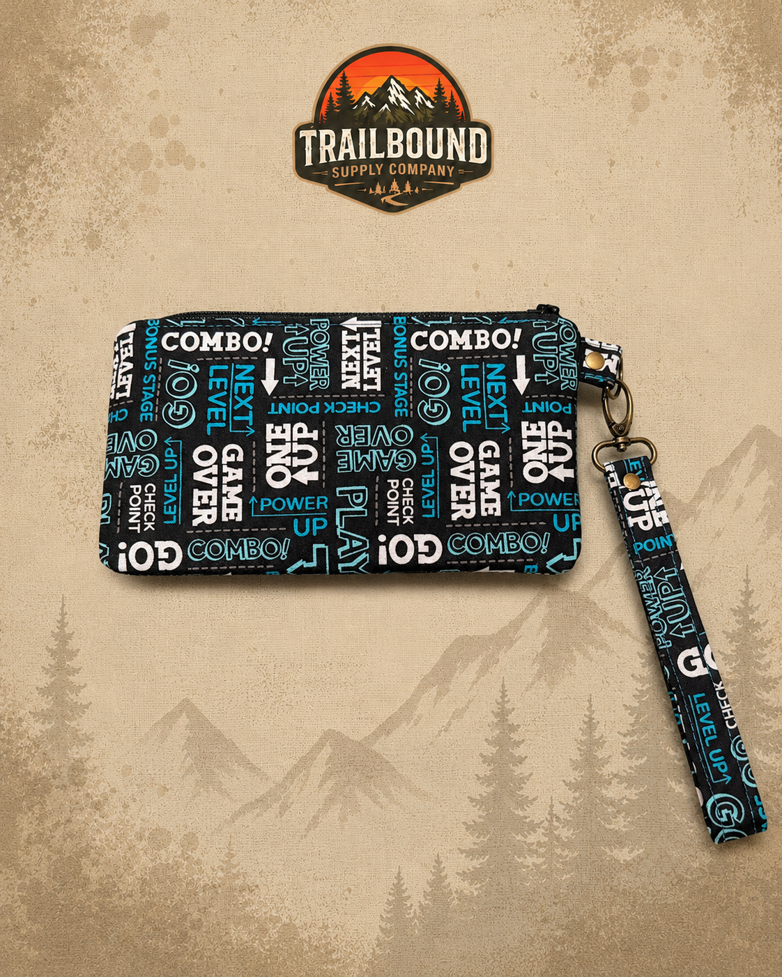 Handmade Gaming Print Wrist Wallet – Zippered Running Wallet | Phone & Card Holder
