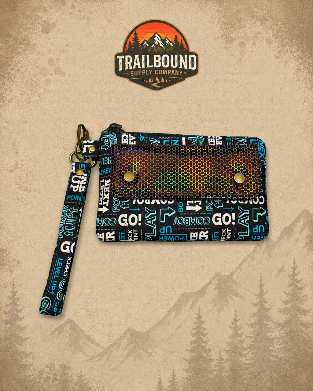 Handmade Gaming Print Wrist Wallet – Zippered Running Wallet | Phone & Card Holder