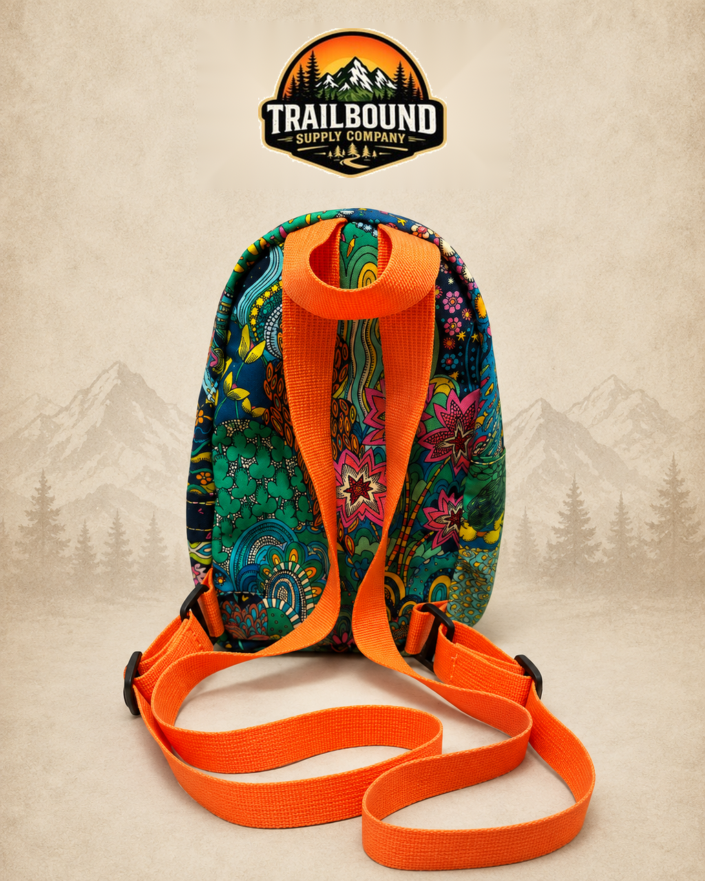 Handmade Mini Backpack – 70s Groovy Print | Compact Everyday Backpack