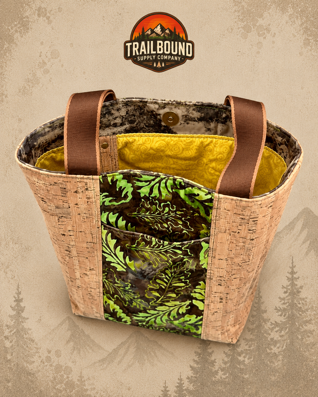 Handmade Leaf Print Tote Bag – Structured Canvas Tote | Market & Everyday Bag