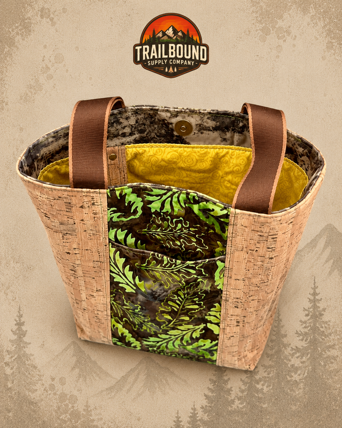 Handmade Leaf Print Tote Bag – Structured Canvas Tote | Market & Everyday Bag