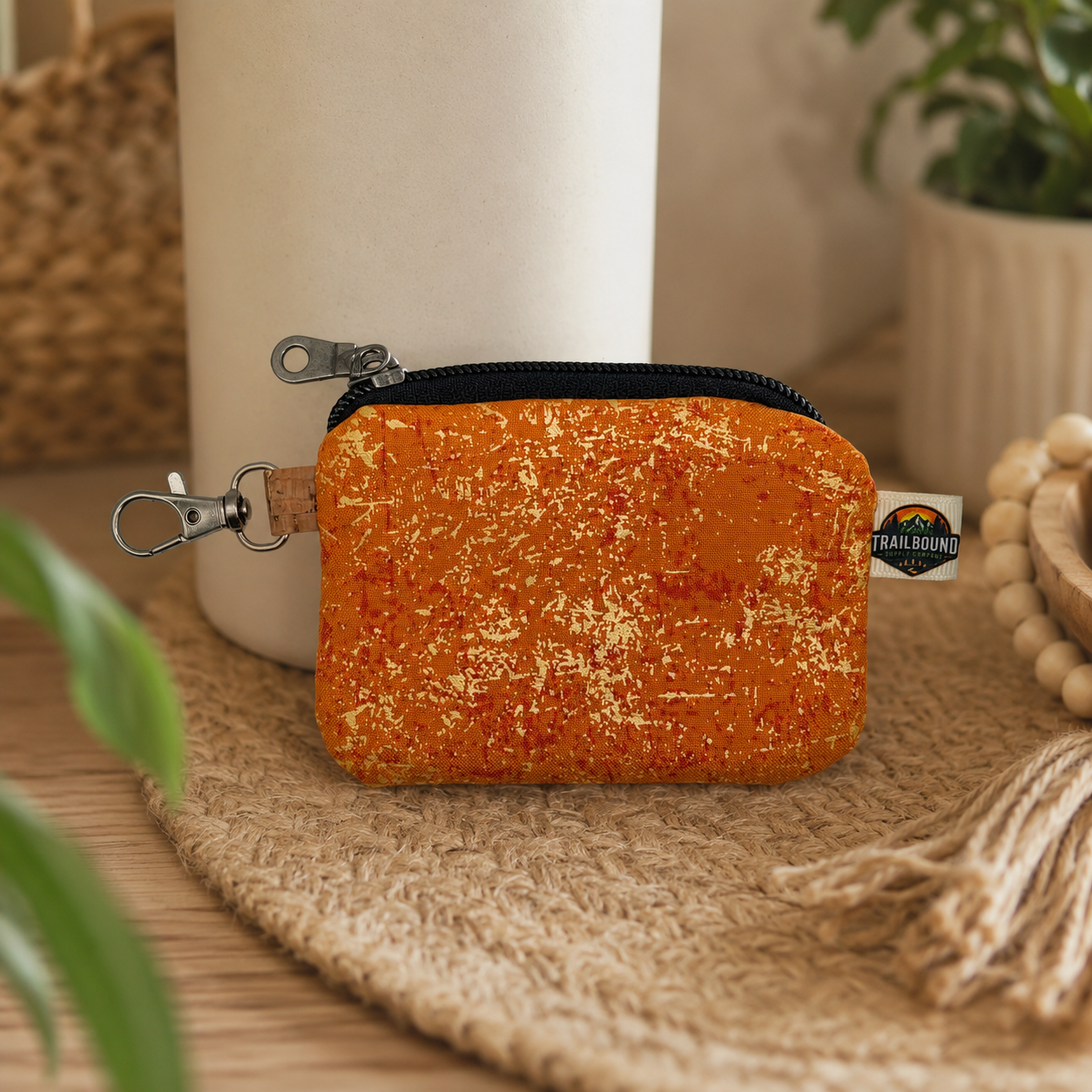 Handmade Metallic Orange Coin Purse – Zippered Mini Wallet | Card & Cash Holder