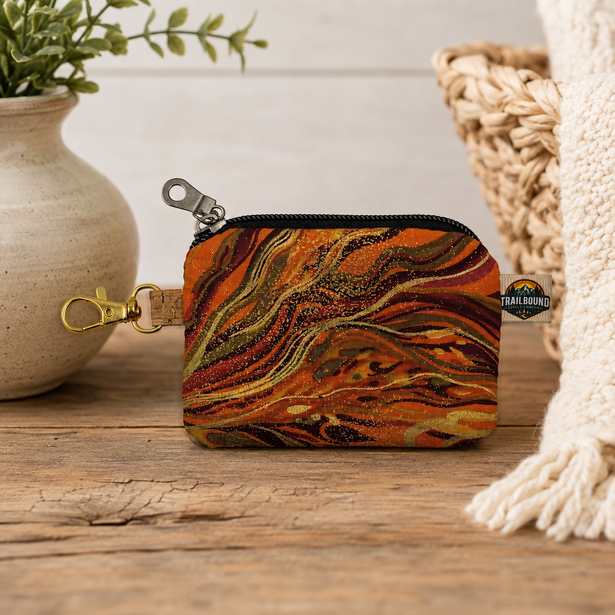 Handmade Metallic Wave Coin Purse – Zippered Mini Wallet | Card & Cash Holder