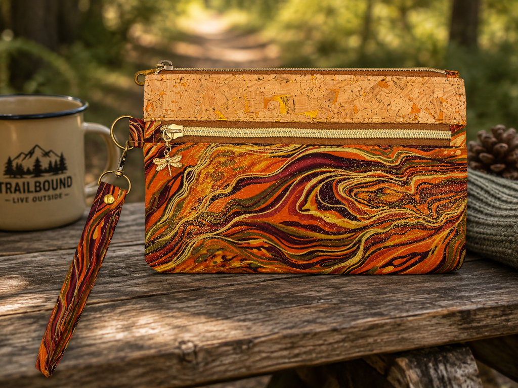 Handmade Metallic Wave Wristlet – Phone & Card Wristlet Purse | Removable Strap