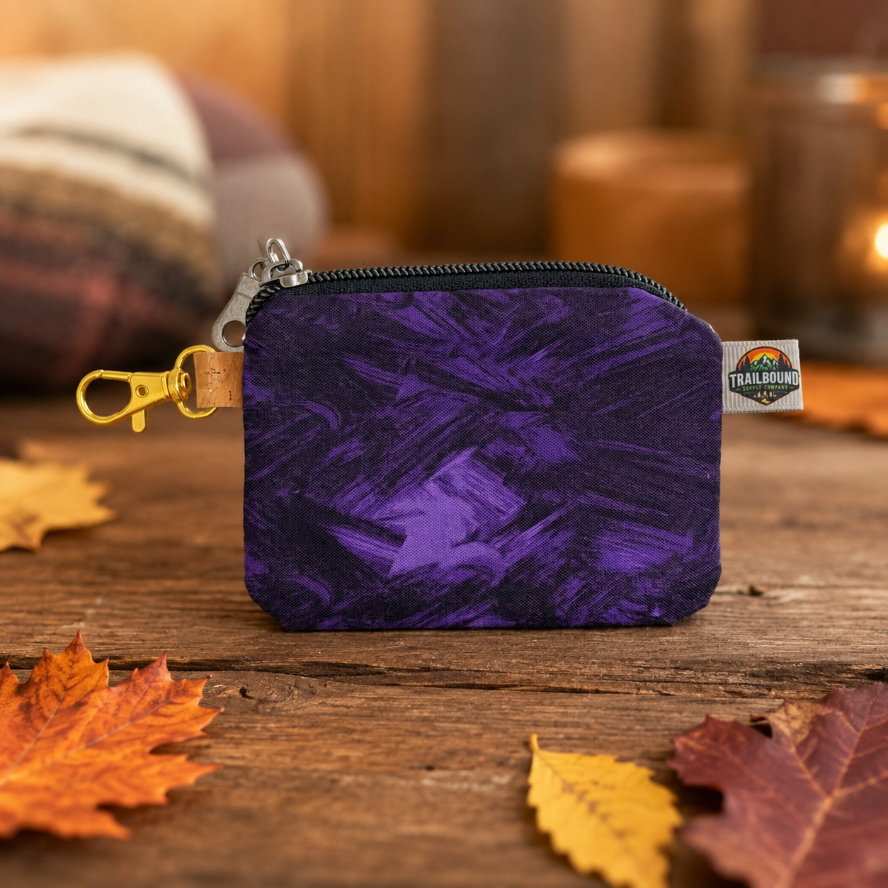 Handmade Purple Marble Coin Purse – Zippered Mini Wallet | Card & Cash Holder