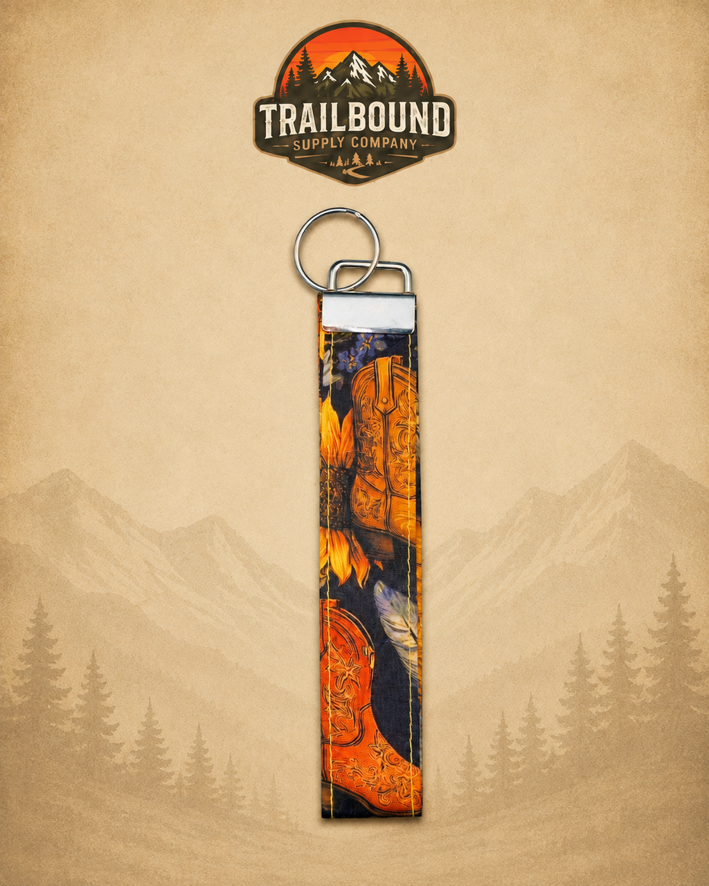 Handmade Western Print Keychain – Wristlet Keychain | Fabric Key Fob