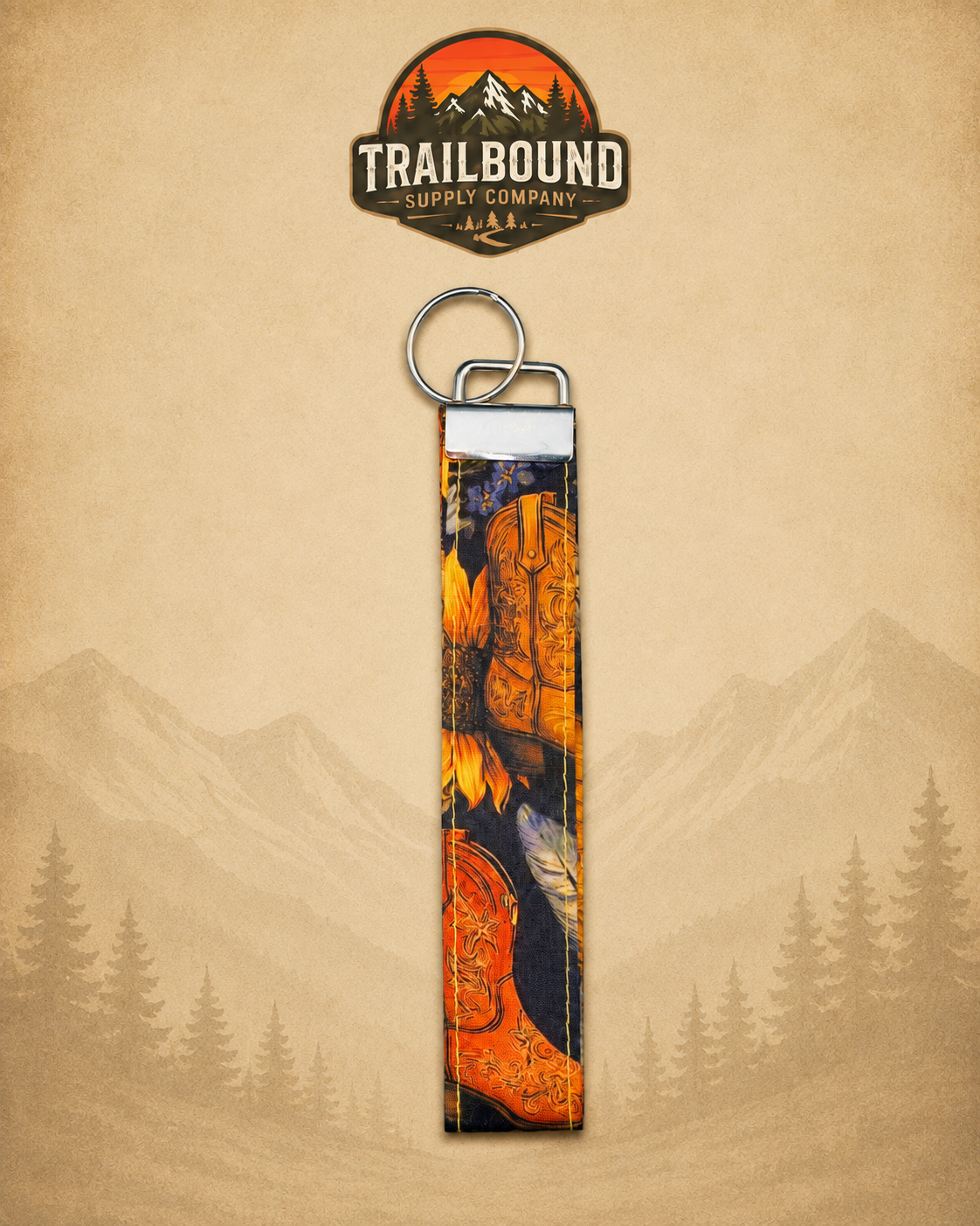 Handmade Western Print Keychain – Wristlet Keychain | Fabric Key Fob